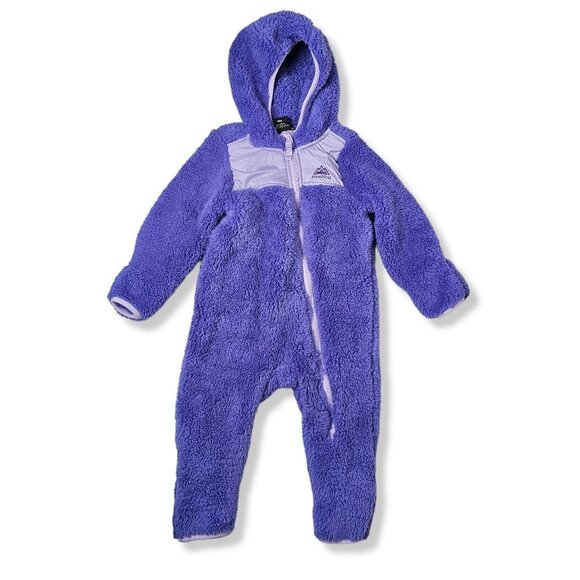 Snozu Size 18 Month Purple Fleece One Piece Zip Up Snow Suit With Hood Soft - Picture 1 of 7